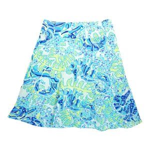 Barbara Gerwit Vintage Size‎ Small Mini Skirt Jersey Knit Blue Floral Print